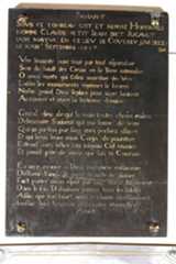 Plaque funéraire de Claude Petitjean (inscription funéraire)
