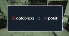 Databricks logo and Posit logo with an x inbetween.
