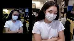 腕を組んでいる姿を女性に変換したところ