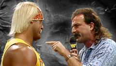 Hulk Hogan and Jake Roberts in a "Snake Pit" segment on Wrestling Challenge, November 23rd, 1986