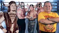 From his prime in the 1970s as a horned Viking warrior (left), to managing international stars like the Road Warriors during WWC’s golden era in 1985 (center), to his current role as an elder statesman preserving El Salvador’s wrestling legacy through his grandson’s Espiritu Pro Wrestling Dojo (right), El Vikingo (Salvador Pérez) has left an indelible mark on five decades of Central American wrestling history.
