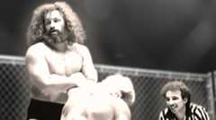 Bruiser Brody and Lex Luger during their infamous steel cage match that went wrong at the War Memorial Auditorium in Florida, January 1987.