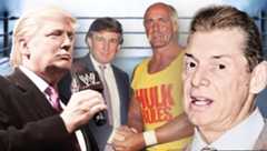 US President Donald Trump’s decades-long relationship with Vince McMahon and WWE has intertwined business, entertainment, and politics. Photo Credit: WWE. Artwork by Pro Wrestling Stories.