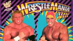 Official WrestleMania VIII poster featuring Hulk Hogan and Sid Justice ahead of their main event that ended in a botched Papa Shango run-in and Warrior return. 