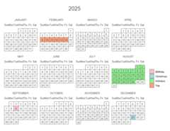 Yearly calendar with several events in R