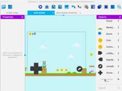 GDevelop in action, used to add a trigger in a platformer game
