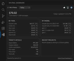 Screenshot of the Splitrail VS Code Extension