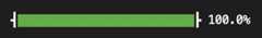 a complete, green progress bar under dark mode