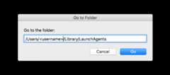 Type the directory containing the autolauncher file, change <username> with your Mac username, by default the directory is /Users/username/Library/LaunchAgents