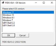 FidoGUI: Select OS version