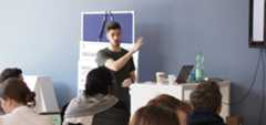 Karl teaching students