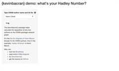 Choose author from dropdown, flick 'Go', see the coauthor graph with Hadley Wickham