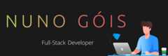 banner that says Nuno Góis - Full-Stack Developer alongside a minimalist illustration of Nuno