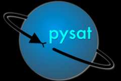 The pysat logo: A snake orbiting a blue sphere