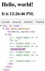 DOM inspector showing granular updates