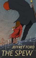 An illustration of an ominous figure towering over a small girl.