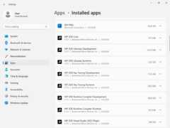 Installed apps section of the settings app showing installed HIP SDK components
