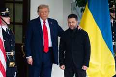 President Donald Trump greets Ukrainian President Volodymyr Zelenskyy at the White House before a meeting with European leaders to discuss ending the war with Russia on Monday.