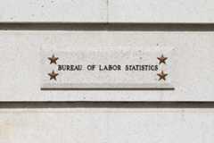 A Bureau of Labor Statistics sign in Washington in 2022.