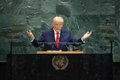 President Donald Trump addresses the United Nations General Assembly in New York on Tuesday. (Michael M. Santiago/Getty Images)