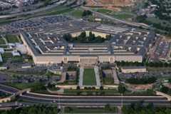 An aerial view of the Pentagon building in Arlington, Va., from 2023. 