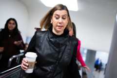 Sen. Elissa Slotkin, D-Mich., talks with reporters in the Capitol on Oct. 16.