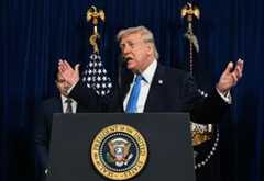 President Donald Trump speaks to reporters Saturday at his Mar-a-Lago resort in Palm Beach, Fla., following U.S. military actions in Venezuela. (Jim Watson/AFP via Getty Images)