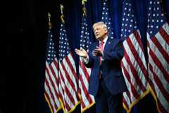 President Donald Trump departs Tuesday after delivering remarks at the House GOP retreat in Washington.