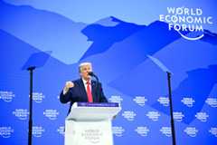President Donald Trump speaks Wednesday during the World Economic Forum's annual meeting in Davos, Switzerland. (Mandel Ngan/AFP via Getty Images)