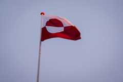 A flag with the national colors of Greenland is seen Wednesday in Nuuk, the Arctic territory's capital and largest city.