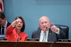 House Agriculture Chairman Rep. Glenn Thompson, R-Pa., right, and ranking member Rep. Angie Craig, D-Minn., before the start of a markup last year. 