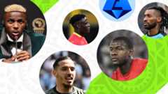 Les têtes d'Osimhen, Bennacer, Banda, Zambo Anguissa et N'Dicka dans des médaillons.