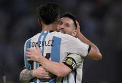 Football icon Lionel Messi (right) celebrates with Argentina teammate Nicolas Gonzalez after scoring against Curacao in which he reached 100 international goals