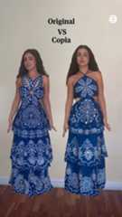 Aparentemente puede parecer el mismo vestido, pero la calidad y los detalles marcan completamente la diferencia. Y por supuesto, también su precio. Uno cuesta 340 euros y el otro apenas llega a 20.Decenas de diseñadores denuncian en sus redes las copias de sus diseños por diferentes marcas chinas.El vestido original es de la firma brasileña Farm Rio y lo alquilamos en Lend the Label