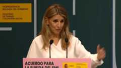 Yolanda Díaz se dirige a Pedro Sánchez y admite públicamente que ambos han tenido "discusiones potentes": "Yo me debo a la gente trabajadora. En todas las discusiones que hemos tenido siempre has estado en el lado correcto de la historia. Quiero agradecértelo". "Siempre has estado en el lado correcto de la historia" acabó diciendo