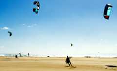 Kitesurfing on sand