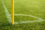 Soccer pitch, corner kick lines and flag pole