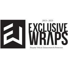 Logo design for Exclusive Wraps, showcasing the name and years 2013-2023.