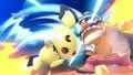 Pichu using its up smash on Wario on Pilotwings.