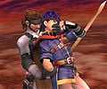 Snake has a considerably different grip on Ike than in the final game.