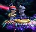 Ness next to Lucas's trophy in The Subspace Emissary's Great Maze. Note the size and darker color.