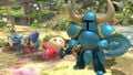Shovel Knight with Villager, Falco, and Wii Fit Trainer.