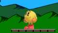 Pac-Man's up taunt, summoning the sprite of Gil.