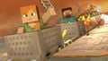 Steve and Alex using Minecart with Bowser Jr. following behind on Port Town Aero Dive.