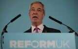 Britain's Reform UK leader Nigel Farage speaks during a news conference in London, England, October 27, 2025. (AP Photo/Kin Cheung)