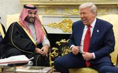 US President Donald Trump meets with Saudi Arabia's Crown Prince Mohammed bin Salman in the Oval Office of the White House in Washington, November 18, 2025. (Evan Vucci/AP)
