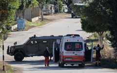 Israeli soldiers search an ambulance during a raid in the West Bank village of Tamun, on November 26, 2025. (AP Photo/Majdi Mohammed)