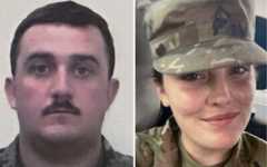 This combo from photos  provided by the US Attorney's Office on Thursday, Nov. 27, 2025, show National Guard members, from left, Staff Sgt. Andrew Wolfe and Specialist Sarah Beckstrom. (US Attorney’s Office via AP)