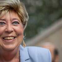 Netanya Mayor Miriam Feirberg-Ikar attends the second round in the elections of for the new Chief Ashkenazi rabbi, at the Chief Rabbinate headquarters in Jerusalem, October 31, 2024. (Chaim Goldberg/Flash90)