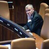 Justice Minister Yariv Levin at the Knesset in Jerusalem, October 29, 2025 (Chaim Goldbergl/Flash90)